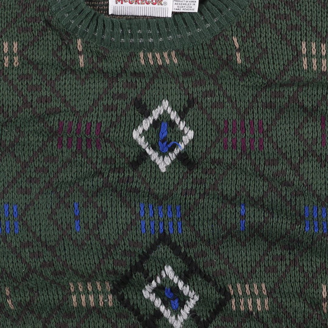 Vintage 1980'S McGREGOR all-over print acrylic knit sweater, men's size XL acrylic Green type dark green Vintage Second Hand