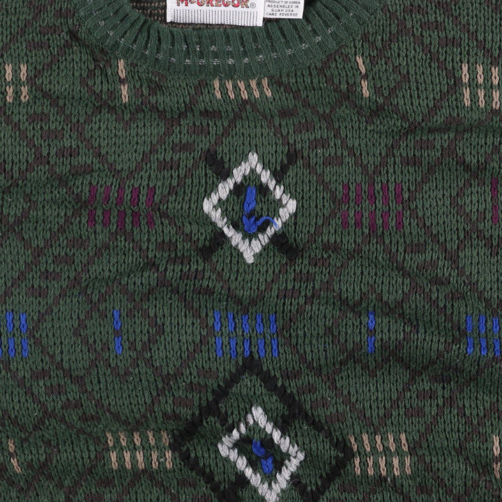 Vintage 1980'S McGREGOR all-over print acrylic knit sweater, men's size XL acrylic Green type dark green Vintage Second Hand