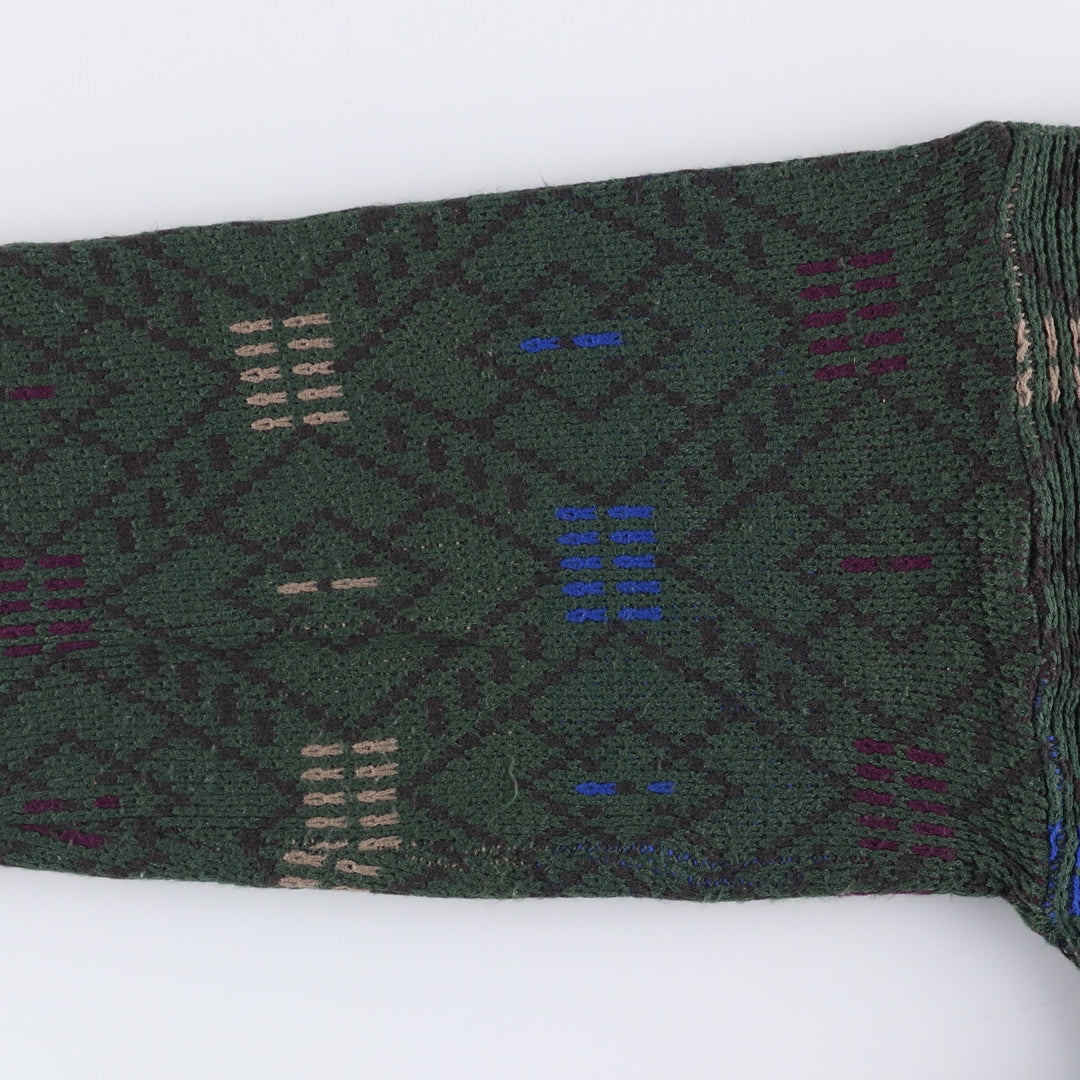 Vintage 1980'S McGREGOR all-over print acrylic knit sweater, men's size XL acrylic Green type dark green Vintage Second Hand