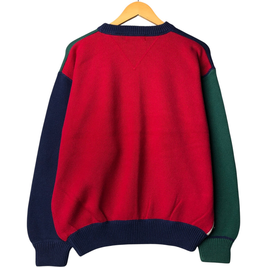 90'S Eddie Bauer Crazy Pattern Cotton Knit Sweater, Men's M Size, Vintage cotton navy blue type Vintage Second Hand