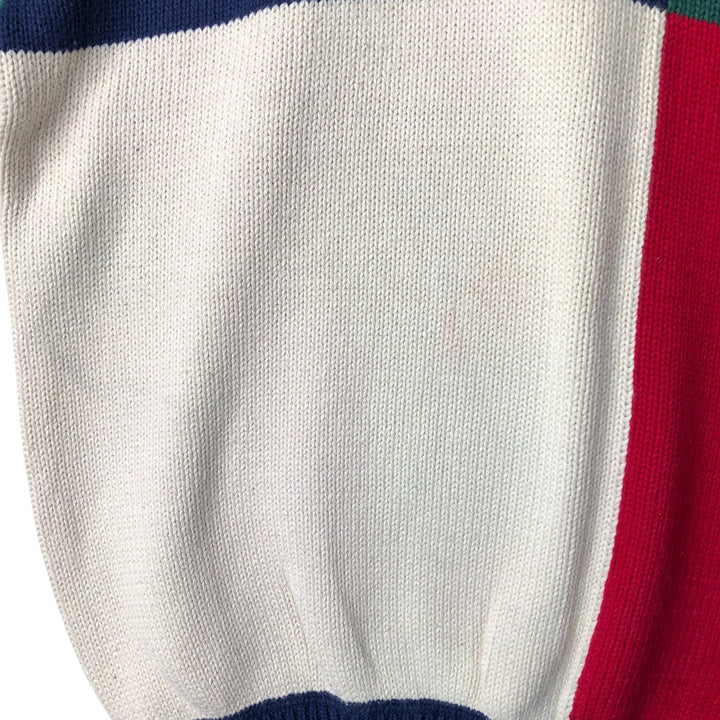 90'S Eddie Bauer Crazy Pattern Cotton Knit Sweater, Men's M Size, Vintage cotton navy blue type Vintage Second Hand