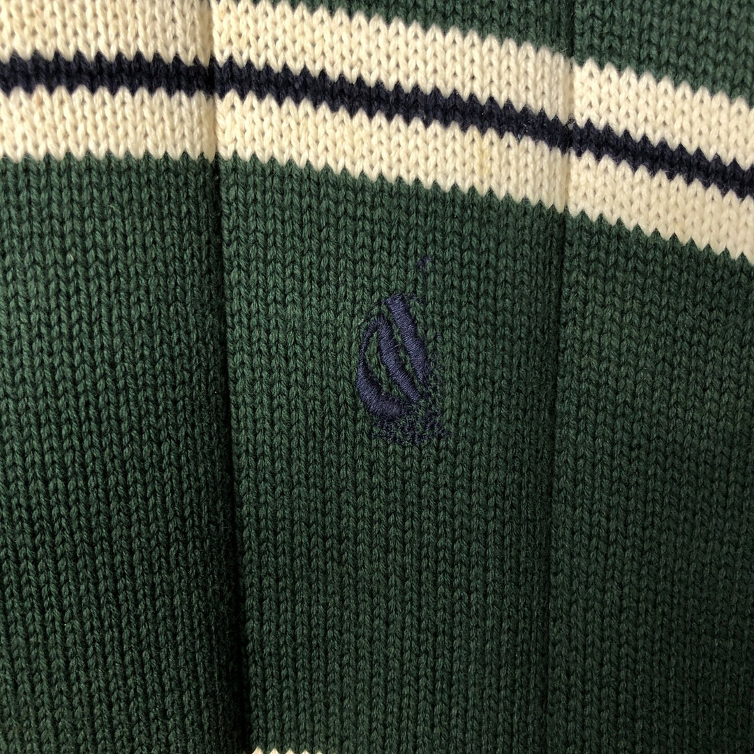 90'S Vintage Nautica Striped Ribbed Cotton Knit Sweater, Men's Size XL cotton green type Vintage Second Hand