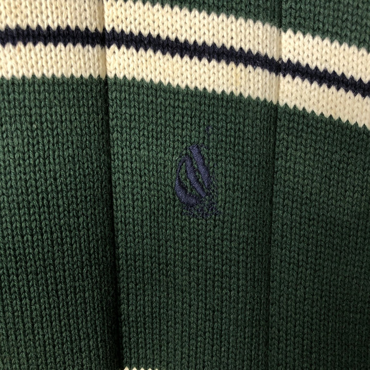 90'S Vintage Nautica Striped Ribbed Cotton Knit Sweater, Men's Size XL cotton green type Vintage Second Hand