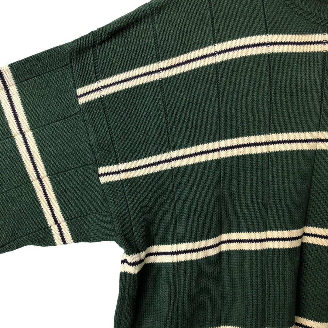 90'S Vintage Nautica Striped Ribbed Cotton Knit Sweater, Men's Size XL cotton green type Vintage Second Hand