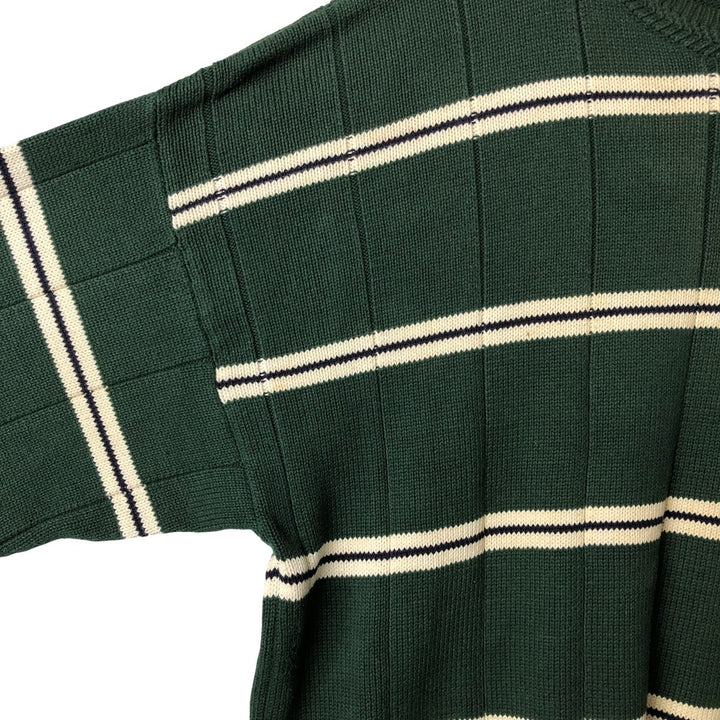 90'S Vintage Nautica Striped Ribbed Cotton Knit Sweater, Men's Size XL cotton green type Vintage Second Hand