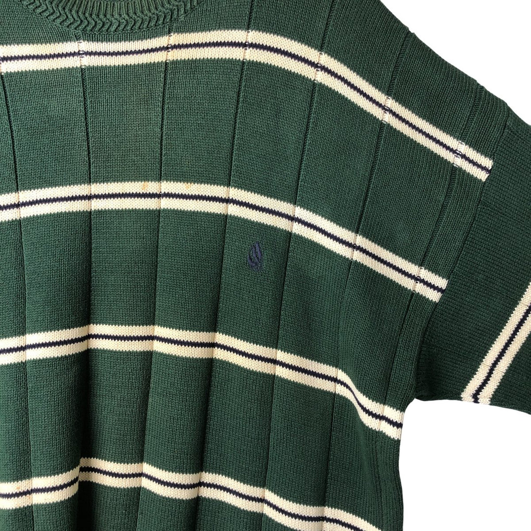 90'S Vintage Nautica Striped Ribbed Cotton Knit Sweater, Men's Size XL cotton green type Vintage Second Hand