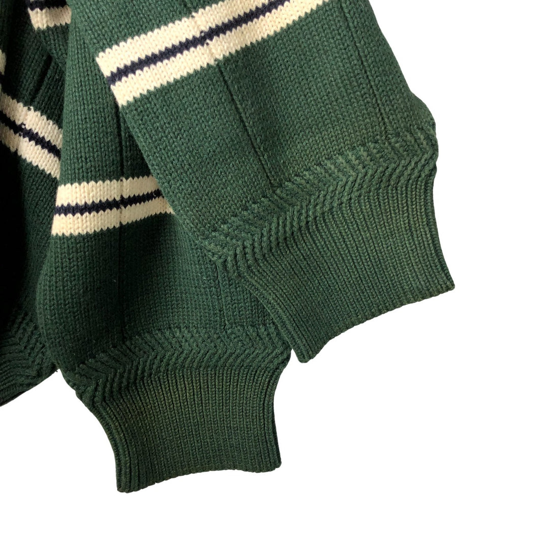 90'S Vintage Nautica Striped Ribbed Cotton Knit Sweater, Men's Size XL cotton green type Vintage Second Hand