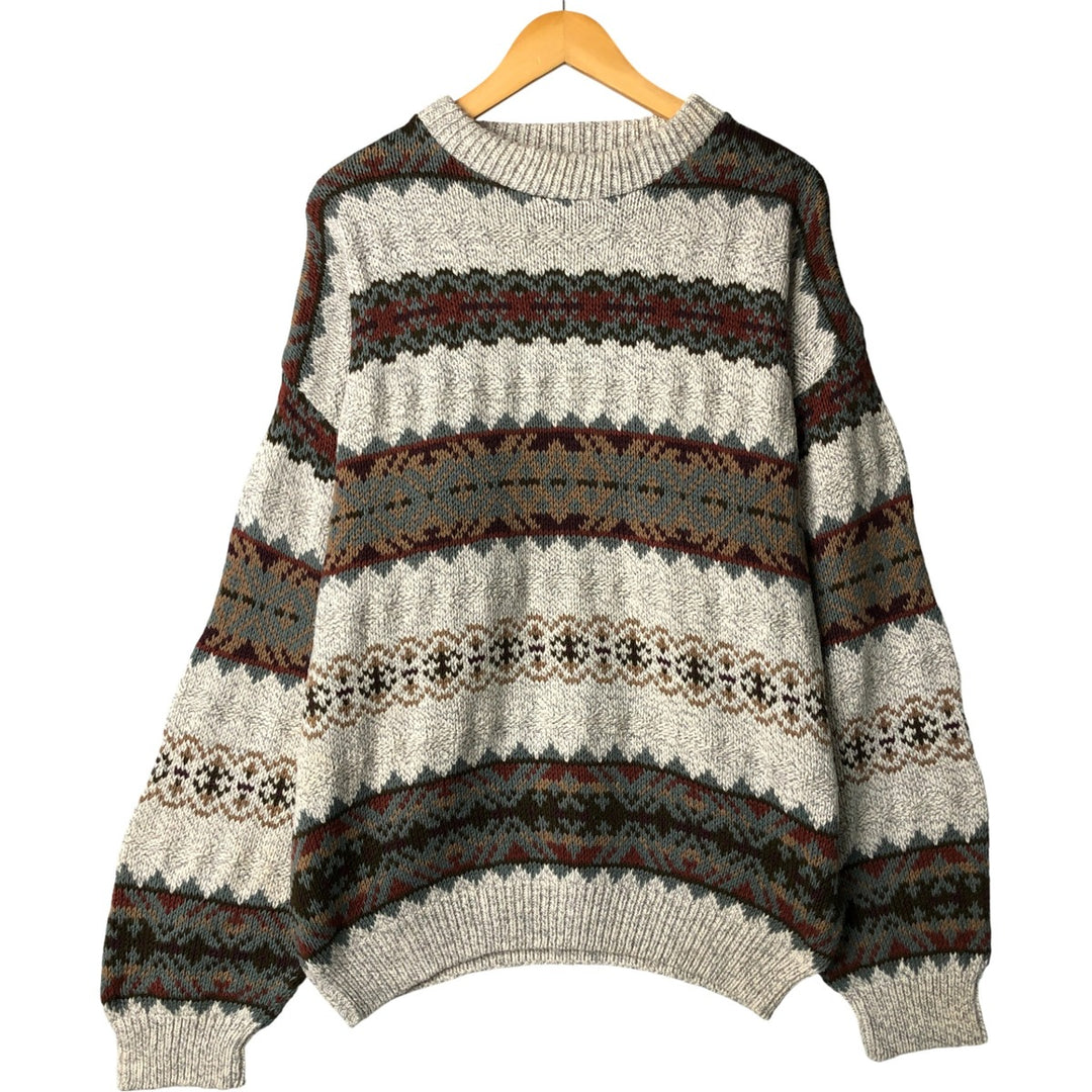 Van Heusen VAN HEUSEN all-over print cotton knit sweater, Made in USA, Men's XL cotton gray type Vintage Second Hand