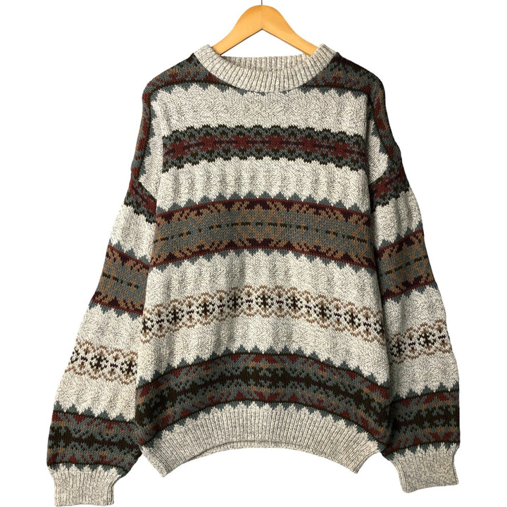 Van Heusen VAN HEUSEN all-over print cotton knit sweater, Made in USA, Men's XL cotton gray type Vintage Second Hand