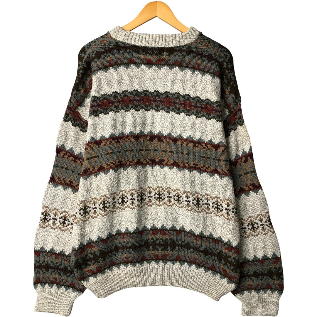 Van Heusen VAN HEUSEN all-over print cotton knit sweater, Made in USA, Men's XL cotton gray type Vintage Second Hand