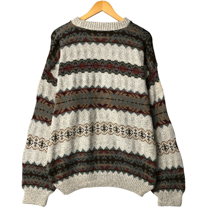 Van Heusen VAN HEUSEN all-over print cotton knit sweater, Made in USA, Men's XL cotton gray type Vintage Second Hand