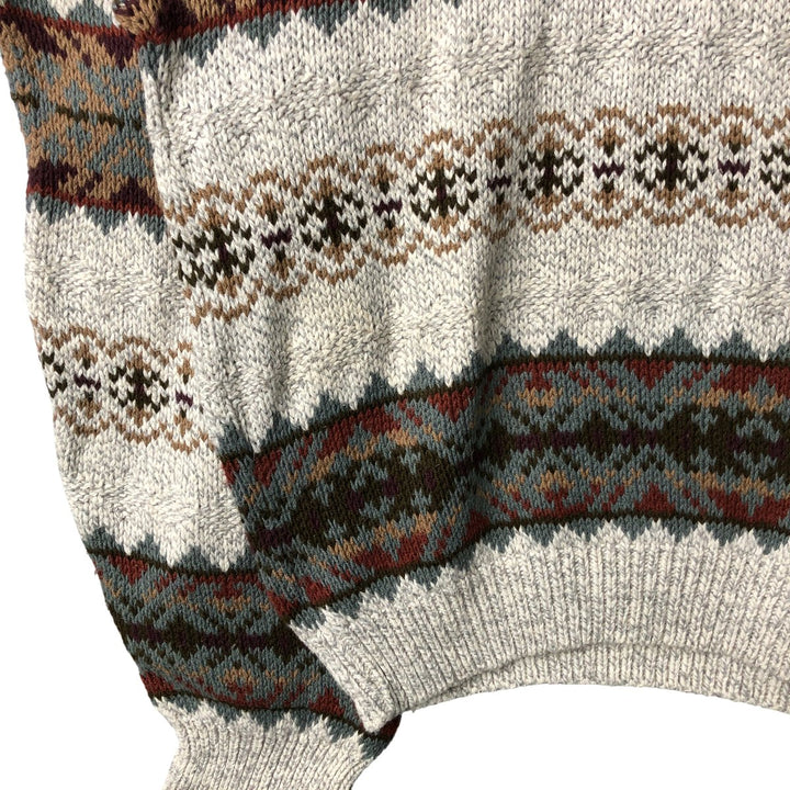 Van Heusen VAN HEUSEN all-over print cotton knit sweater, Made in USA, Men's XL cotton gray type Vintage Second Hand