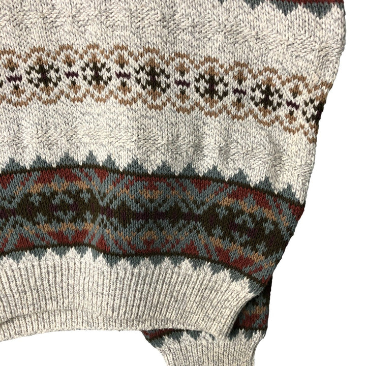Van Heusen VAN HEUSEN all-over print cotton knit sweater, Made in USA, Men's XL cotton gray type Vintage Second Hand