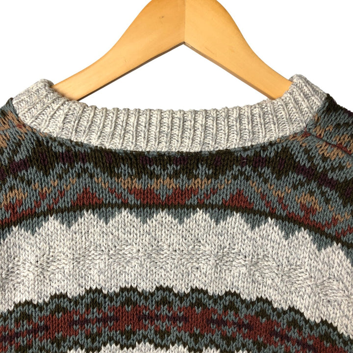 Van Heusen VAN HEUSEN all-over print cotton knit sweater, Made in USA, Men's XL cotton gray type Vintage Second Hand