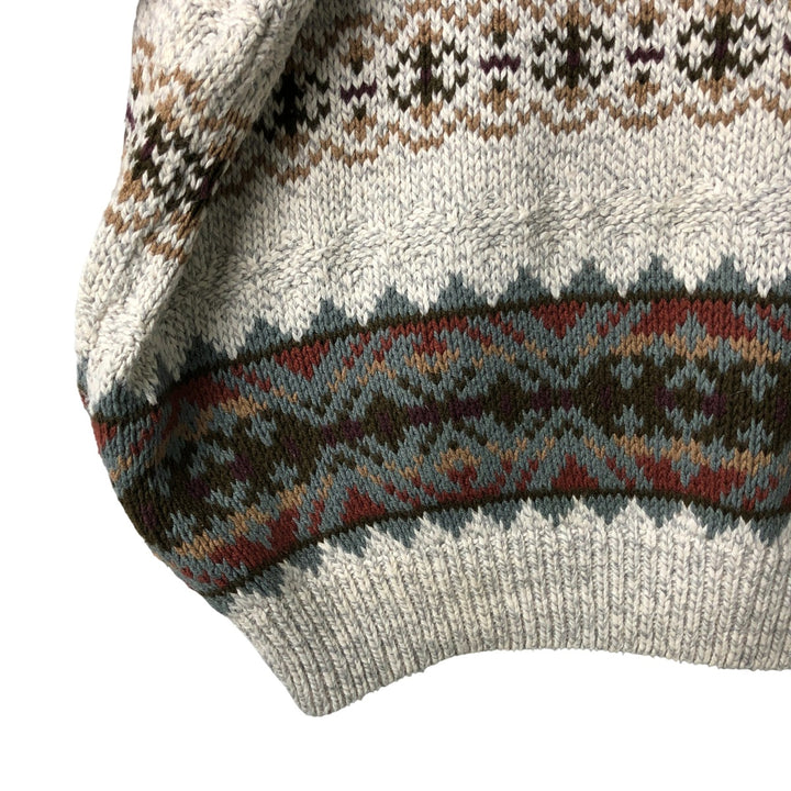 Van Heusen VAN HEUSEN all-over print cotton knit sweater, Made in USA, Men's XL cotton gray type Vintage Second Hand