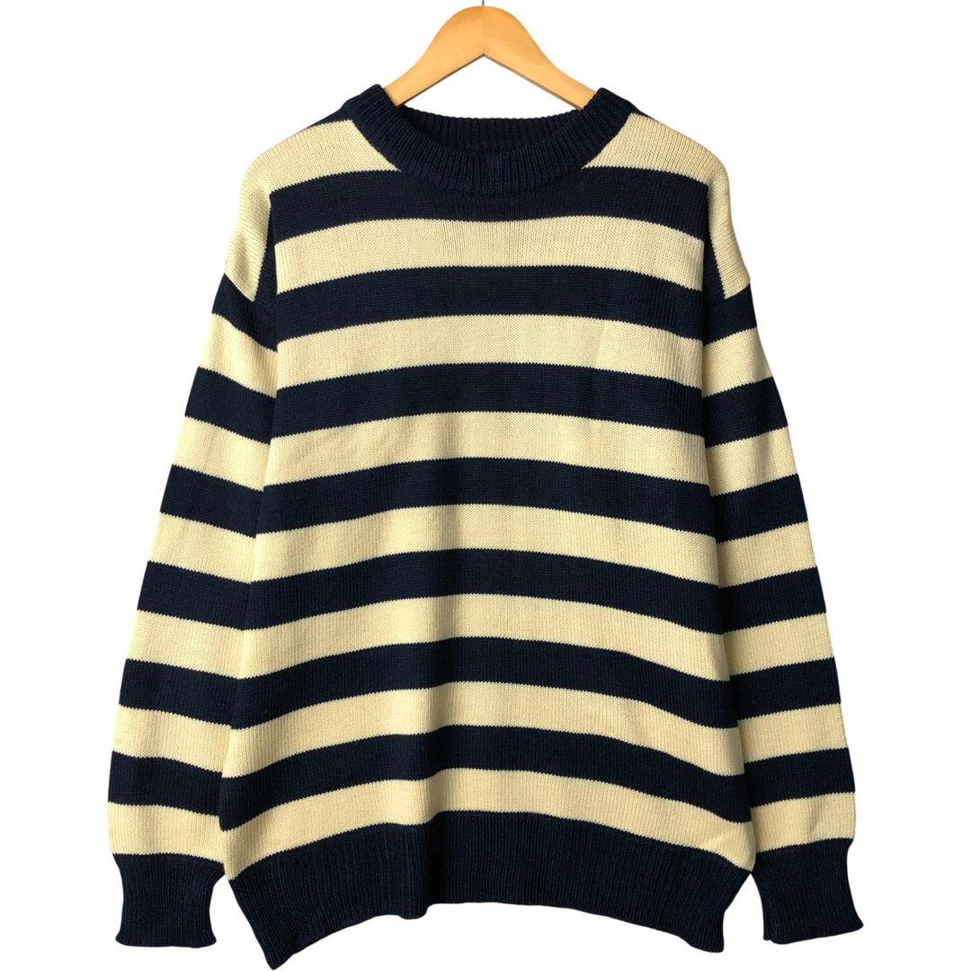 90'S VanCort Striped Acrylic Knit Sweater, Men's Size XL, Vintage acrylic ivory Vintage Second Hand