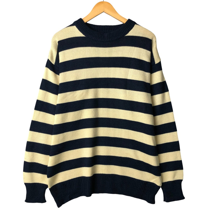 90'S VanCort Striped Acrylic Knit Sweater, Men's Size XL, Vintage acrylic ivory Vintage Second Hand