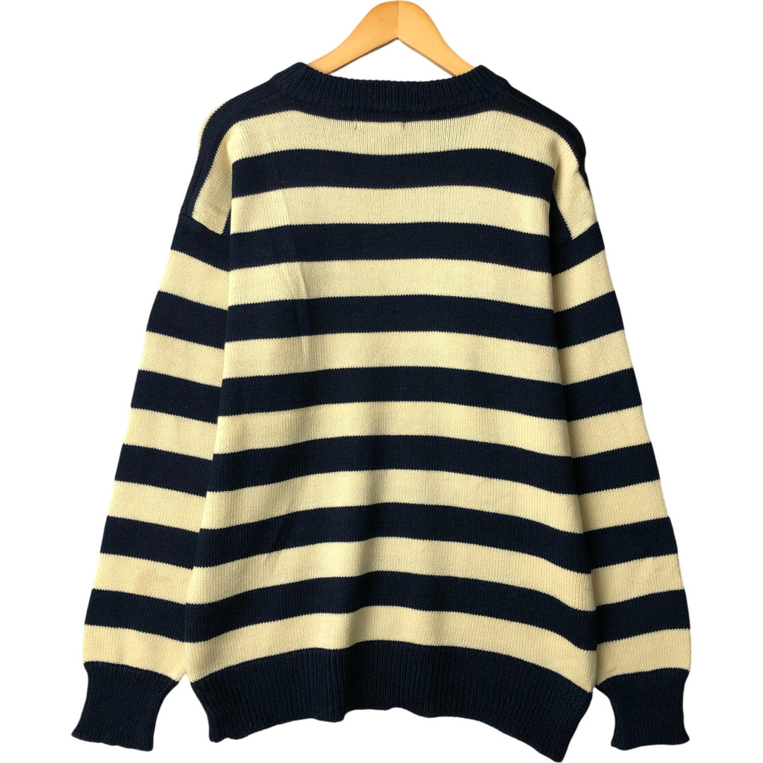 90'S VanCort Striped Acrylic Knit Sweater, Men's Size XL, Vintage acrylic ivory Vintage Second Hand