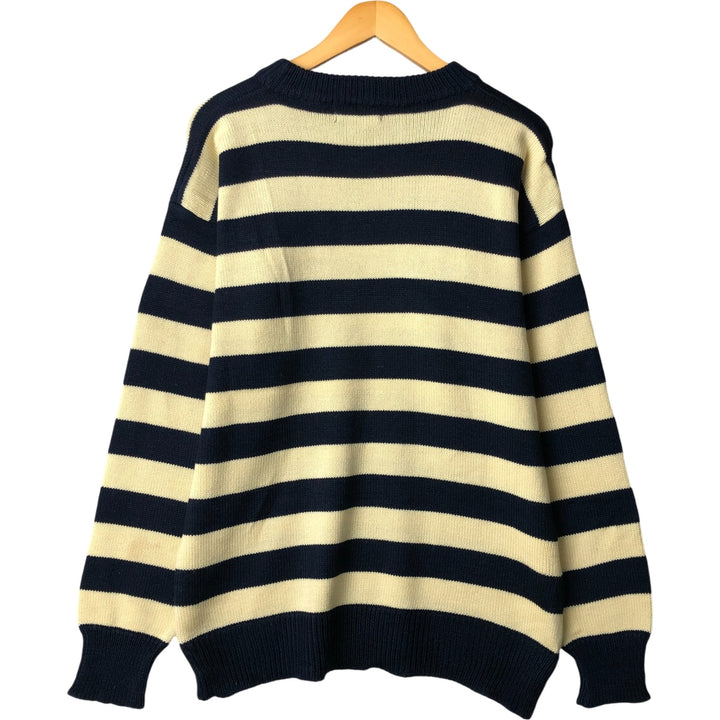 90'S VanCort Striped Acrylic Knit Sweater, Men's Size XL, Vintage acrylic ivory Vintage Second Hand