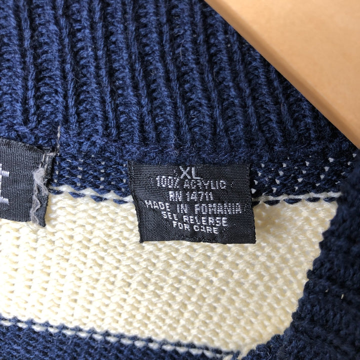90'S VanCort Striped Acrylic Knit Sweater, Men's Size XL, Vintage acrylic ivory Vintage Second Hand