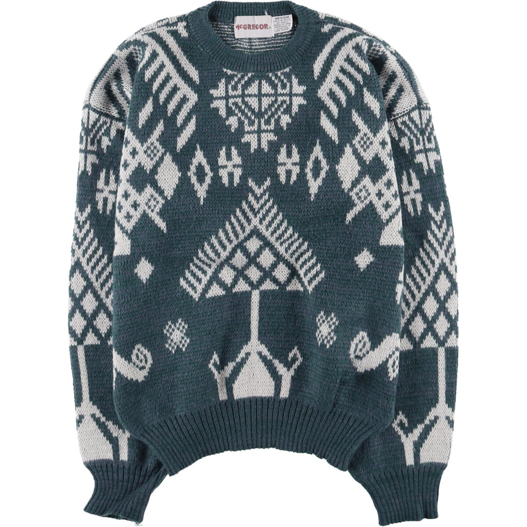 90'S McGREGOR all-over print acrylic knit sweater, men's size M, vintage acrylic blue type Vintage Second Hand
