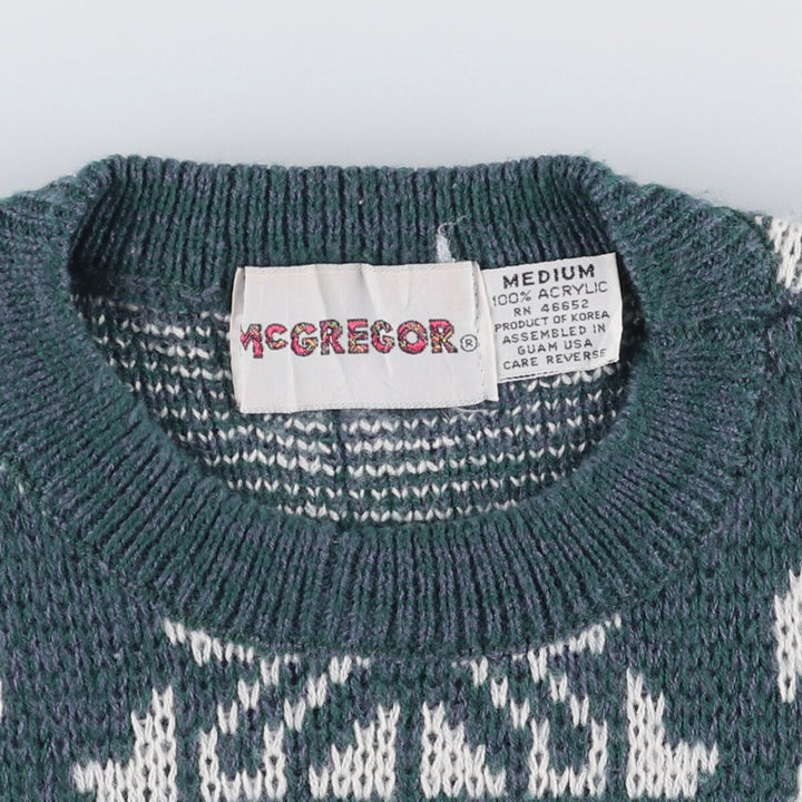90'S McGREGOR all-over print acrylic knit sweater, men's size M, vintage acrylic blue type Vintage Second Hand