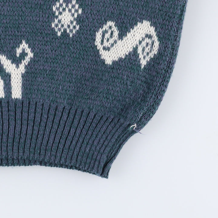 90'S McGREGOR all-over print acrylic knit sweater, men's size M, vintage acrylic blue type Vintage Second Hand