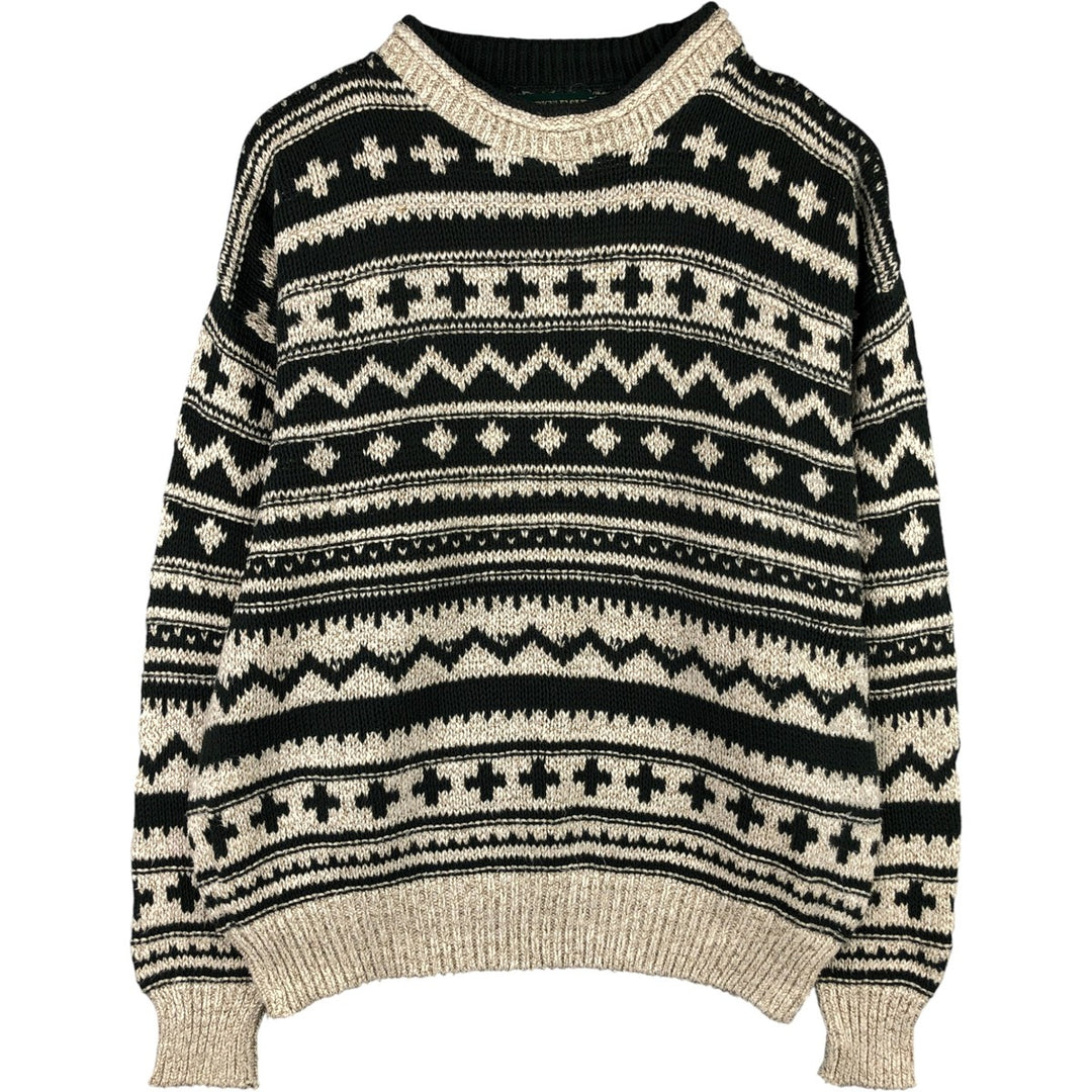 Vintage 1990'S American Eagle Outfitters mock neck knit sweater, made in the USA, size L, men's. cotton ivory Vintage Second Hand