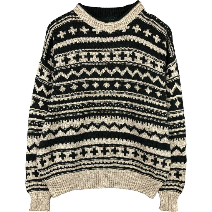 Vintage 1990'S American Eagle Outfitters mock neck knit sweater, made in the USA, size L, men's. cotton ivory Vintage Second Hand