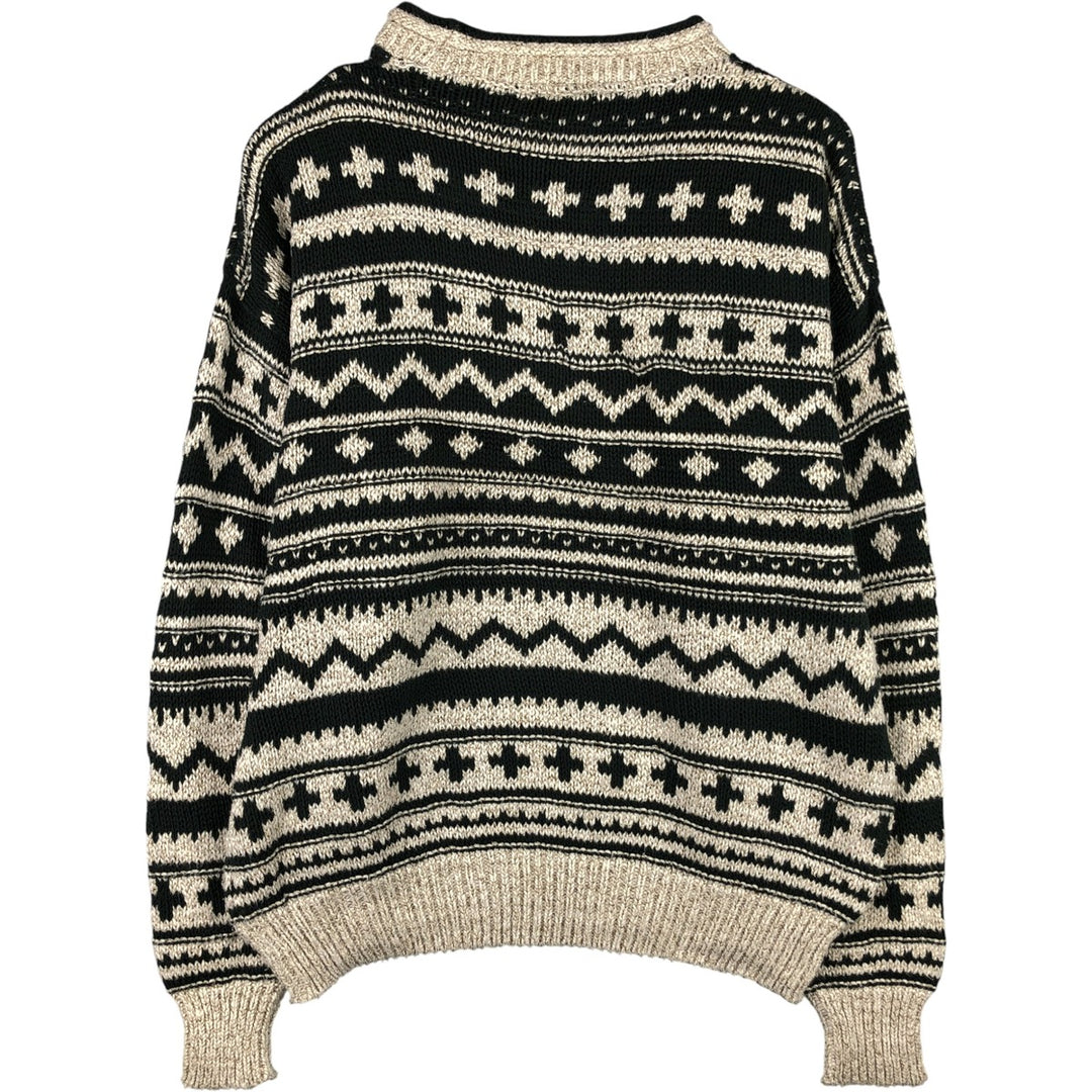 Vintage 1990'S American Eagle Outfitters mock neck knit sweater, made in the USA, size L, men's. cotton ivory Vintage Second Hand