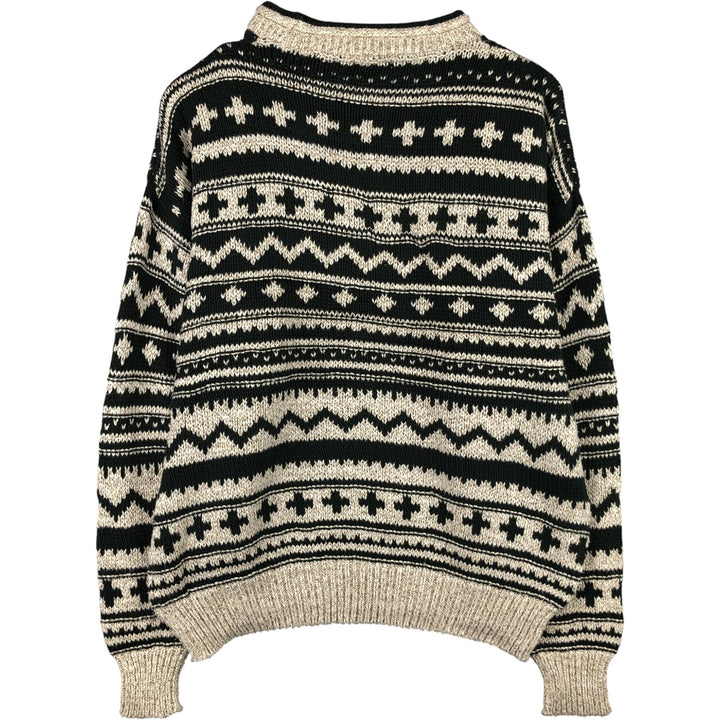 Vintage 1990'S American Eagle Outfitters mock neck knit sweater, made in the USA, size L, men's. cotton ivory Vintage Second Hand