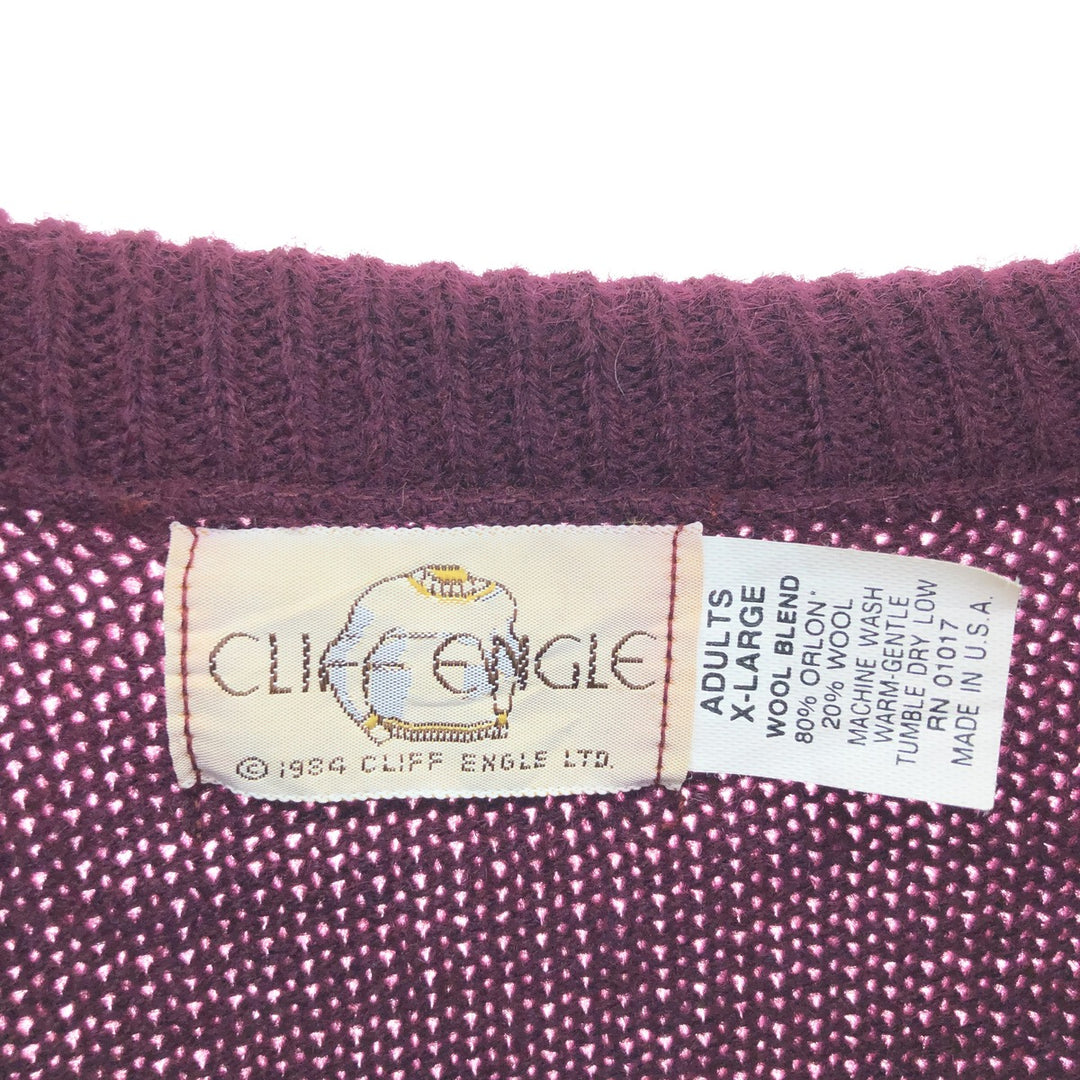 80'S CILFF ENGLE College Acrylic Knit Sweater Made in USA Men's XL Vintage /eaa410931