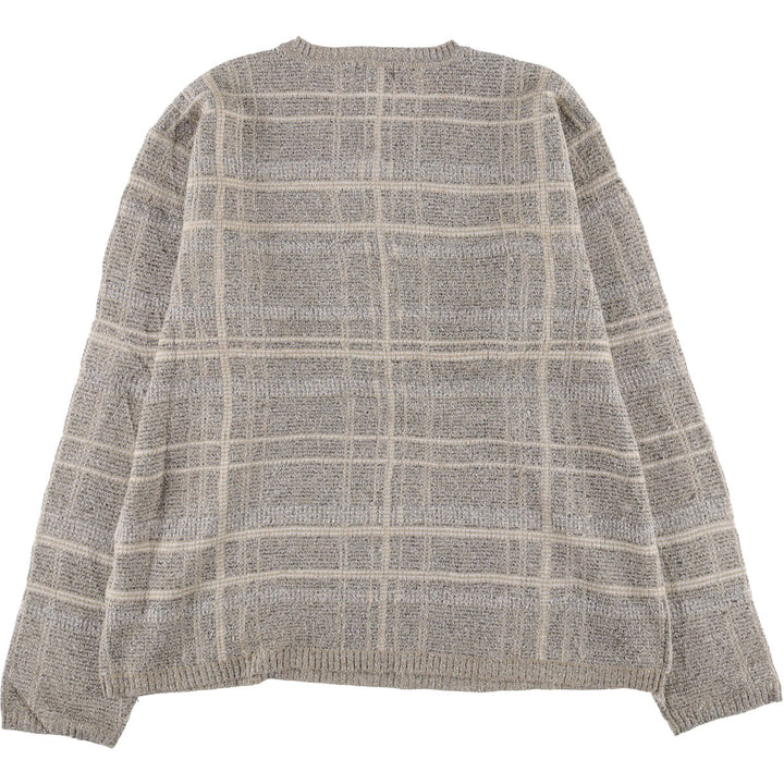 Liz Claiborne Check Pattern V-Neck Acrylic Knit Sweater, Men's Size L acrylic Beige type Vintage Second Hand