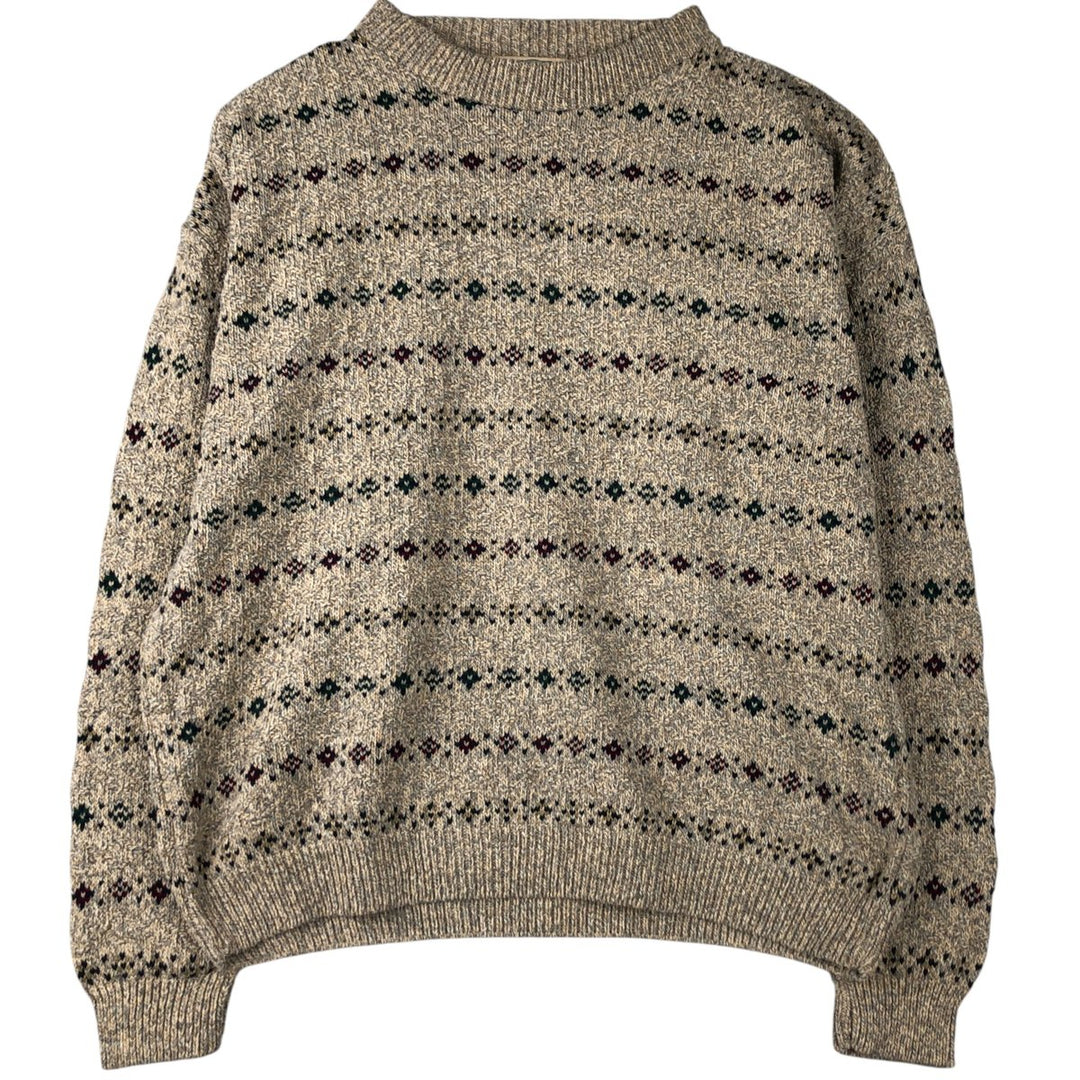 Vintage 80s-90'S RED HEAD all-over print cotton knit sweater, Made in USA, Men's size M cotton Beige type Vintage Second Hand