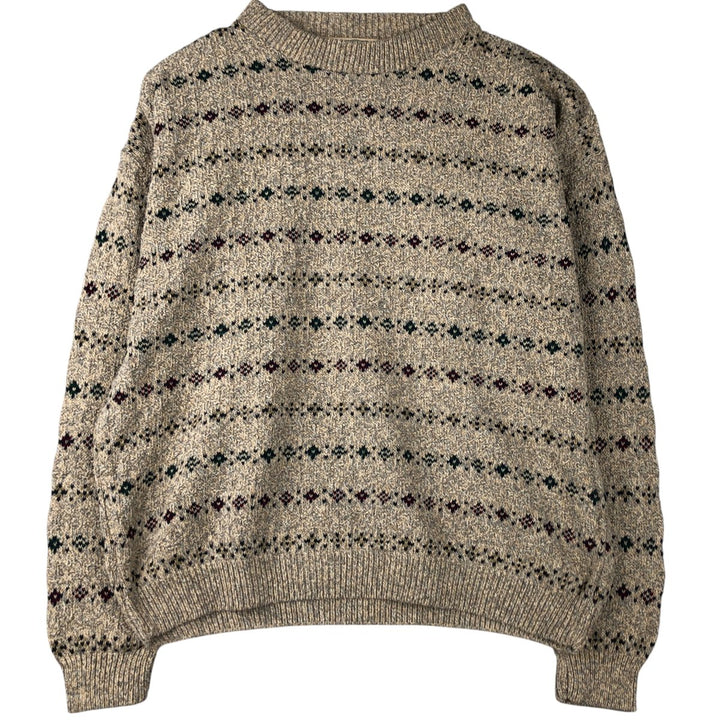 Vintage 80s-90'S RED HEAD all-over print cotton knit sweater, Made in USA, Men's size M cotton Beige type Vintage Second Hand