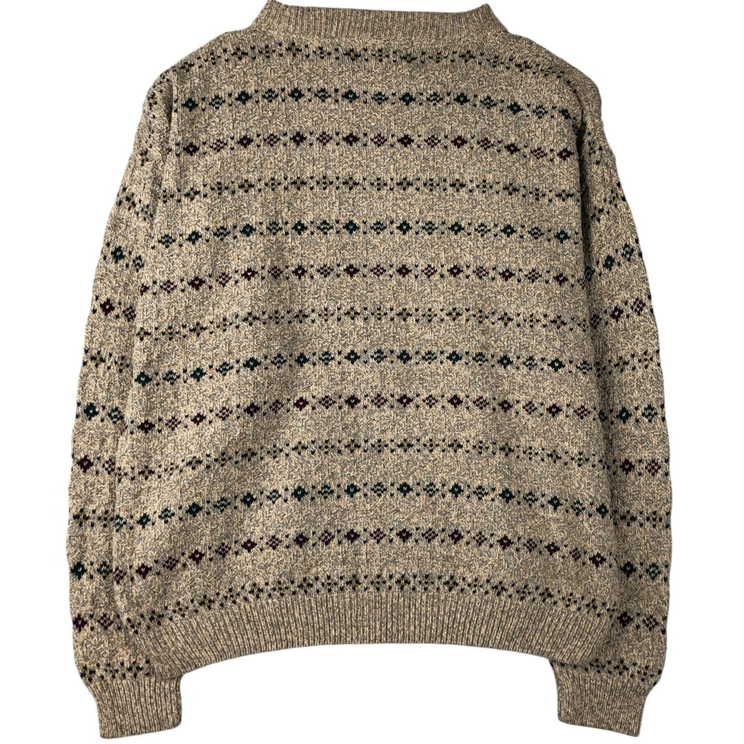 Vintage 80s-90'S RED HEAD all-over print cotton knit sweater, Made in USA, Men's size M cotton Beige type Vintage Second Hand