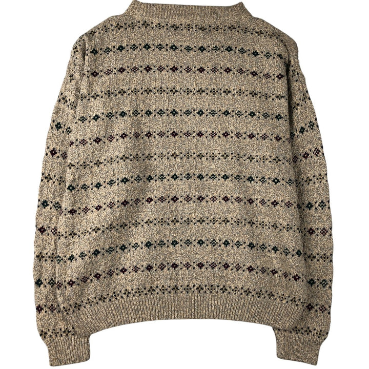 Vintage 80s-90'S RED HEAD all-over print cotton knit sweater, Made in USA, Men's size M cotton Beige type Vintage Second Hand