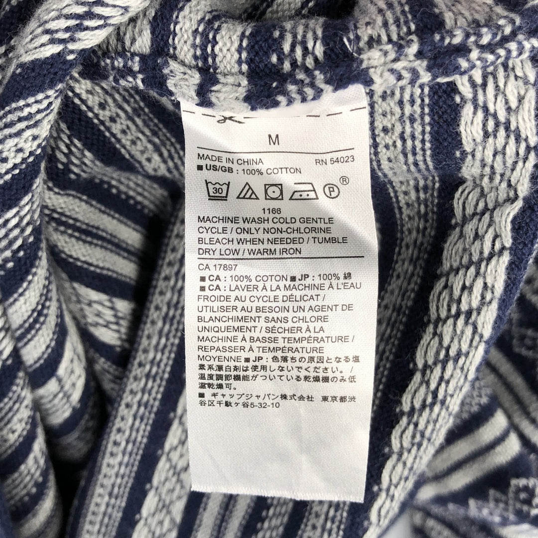 2000'S Banana Republic all-over print cotton knit sweater, men's size M cotton navy blue type Vintage Second Hand