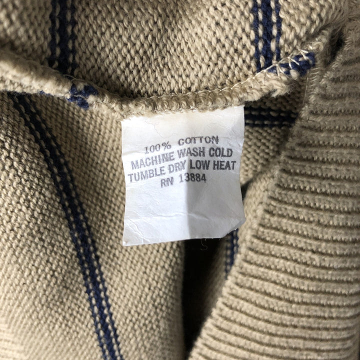 Vintage 1970'S Eddie Bauer black tag striped cotton knit sweater, made in the USA, size M, women's. cotton Beige type Vintage Second Hand