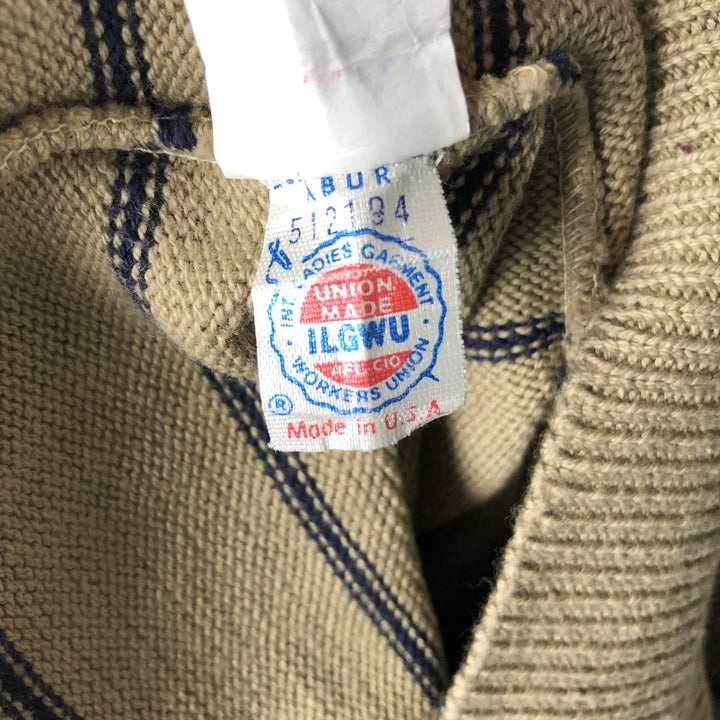 Vintage 1970'S Eddie Bauer black tag striped cotton knit sweater, made in the USA, size M, women's. cotton Beige type Vintage Second Hand