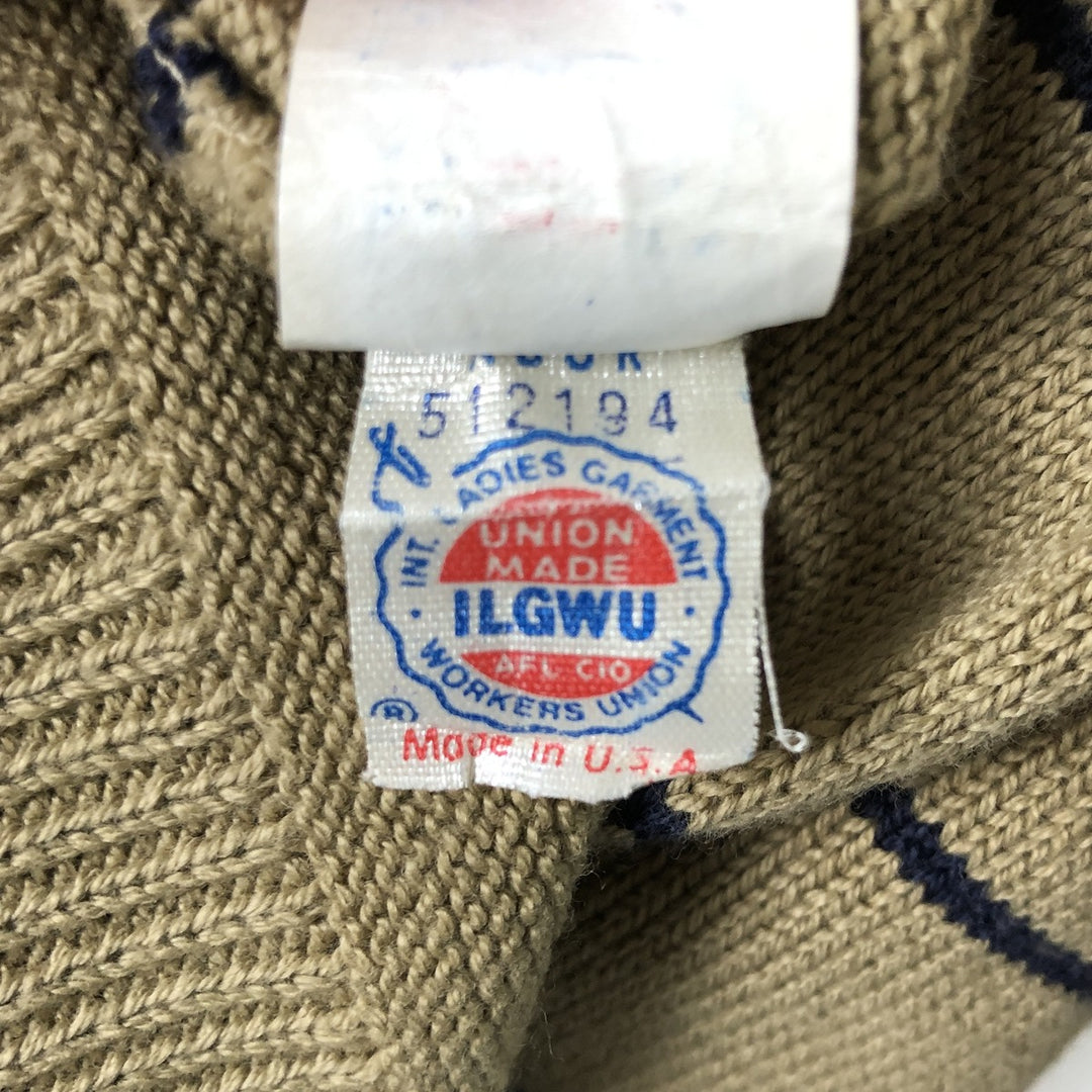Vintage 1970'S Eddie Bauer black tag striped cotton knit sweater, made in the USA, size M, women's. cotton Beige type Vintage Second Hand