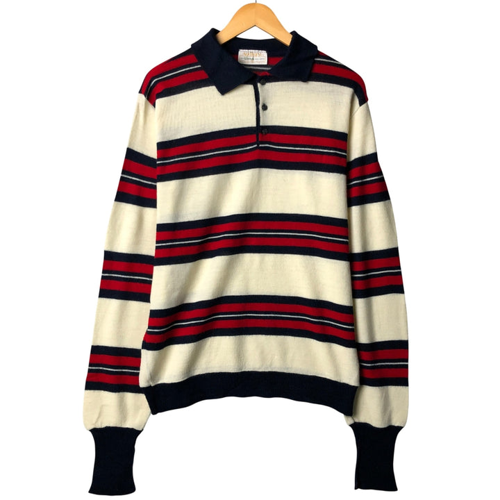 Vintage Andhurst striped knit polo sweater, men's size XL Oron Acrylic red type Vintage Second Hand