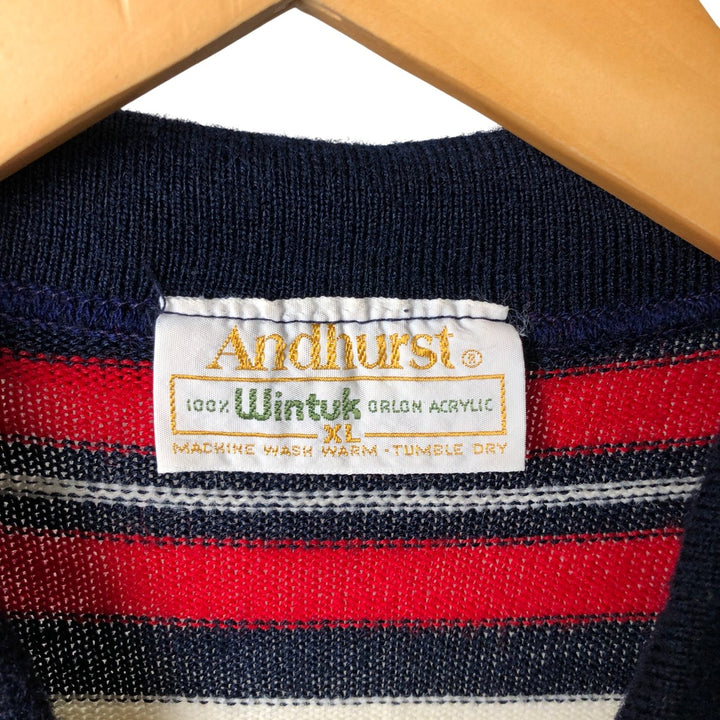 Vintage Andhurst striped knit polo sweater, men's size XL Oron Acrylic red type Vintage Second Hand