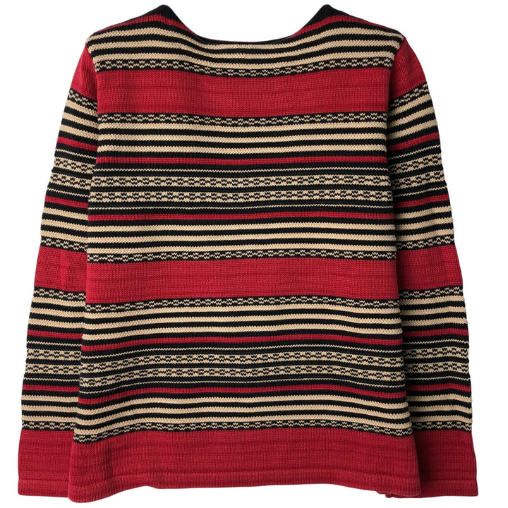 Ralph Lauren Lauren Striped Boat Neck Cotton Knit Sweater, Women's Size M cotton red type Vintage Second Hand