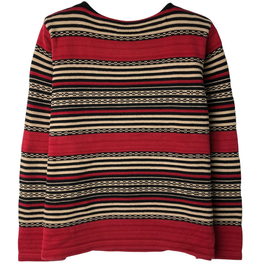 Ralph Lauren Lauren Striped Boat Neck Cotton Knit Sweater, Women's Size M cotton red type Vintage Second Hand