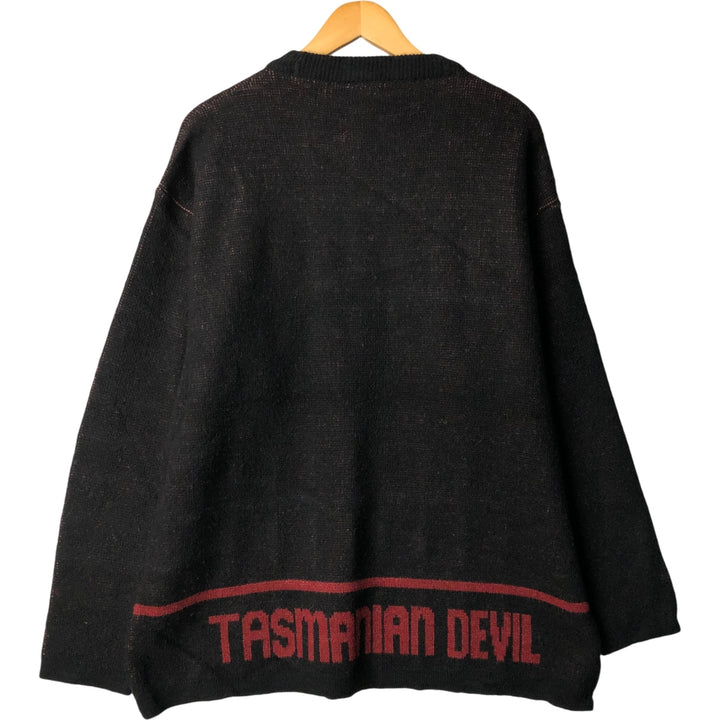 Vintage 90s-00'S Looney Tunes Tasmanian Devil acrylic knit sweater, men's size XL acrylic black type Vintage Second Hand