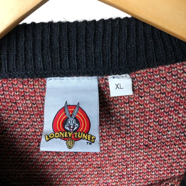 Vintage 90s-00'S Looney Tunes Tasmanian Devil acrylic knit sweater, men's size XL acrylic black type Vintage Second Hand
