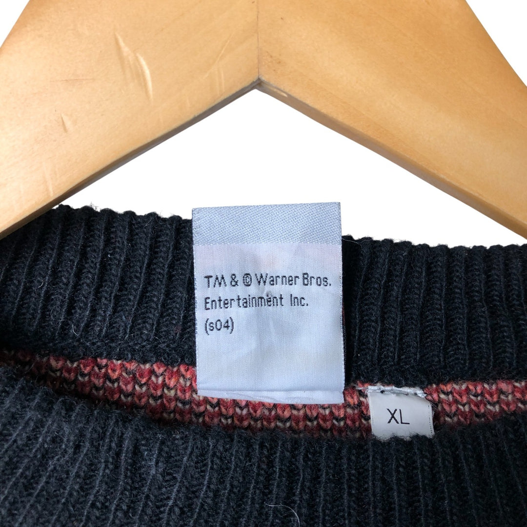 Vintage 90s-00'S Looney Tunes Tasmanian Devil acrylic knit sweater, men's size XL acrylic black type Vintage Second Hand