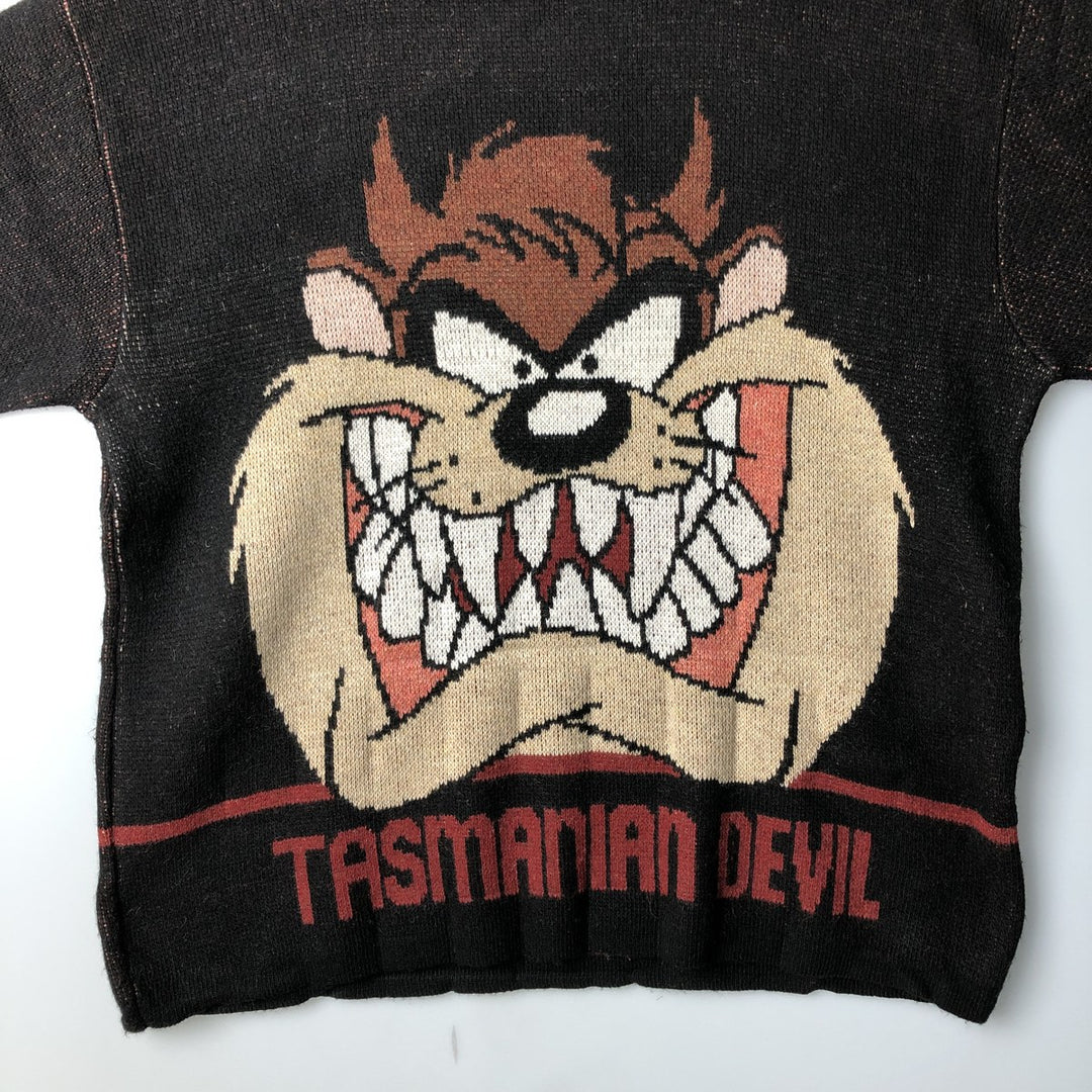 Vintage 90s-00'S Looney Tunes Tasmanian Devil acrylic knit sweater, men's size XL acrylic black type Vintage Second Hand