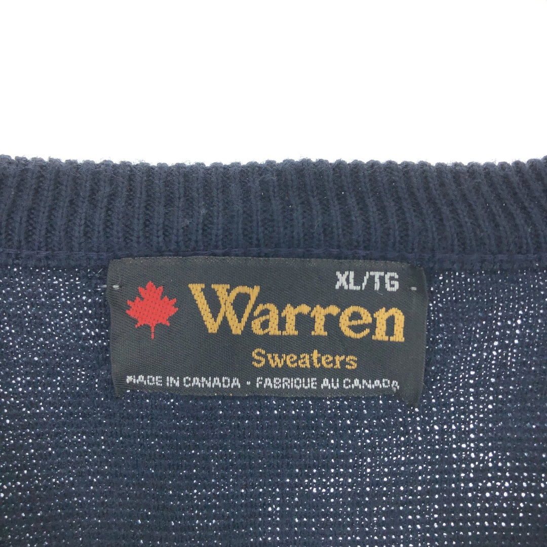 Warren Sweaters V-neck acrylic knit sweater Made in Canada Men's XL size /eaa410985